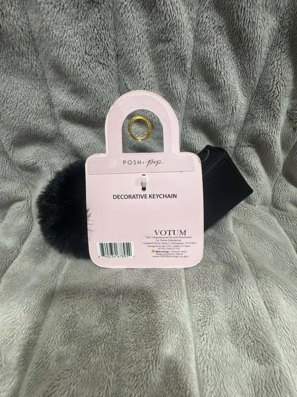 Posh+Pop Decorative Keychain Mini Bag Charm with Pom Pom and Heart Mirror
